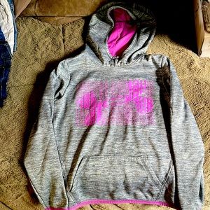 Youth medium girls Gray and purple gently used under armour hoodie